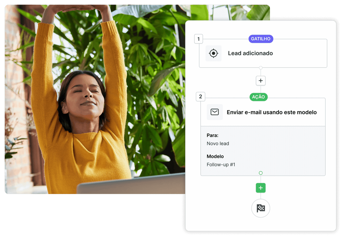 Automação do Pipedrive: um gatilho de lead adicionado seguido do envio automático de um e-mail de follow-up