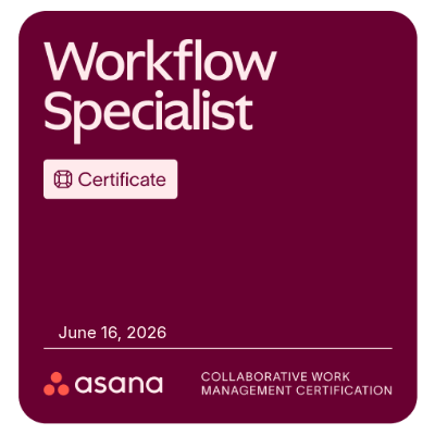 Flevo, certificação Asana Workflow Specialist